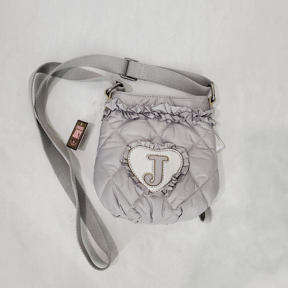 Juicy Couture Gray Nylon Quilted Swing Bag/Crossbody Bag Y2K YSRU1092 Silver NWT - Picture 3 of 16